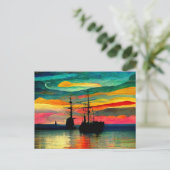 Carte Postale Paysage marin inspiré de Kandinsky et Paul Klee (Debout devant)