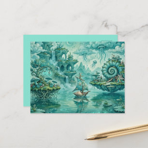 Carte Postale Paysage Marin Rêveur Surréaliste Fantastique en Ve