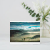 Carte Postale Paysage matinal bruyant au parc éolien (Debout devant)