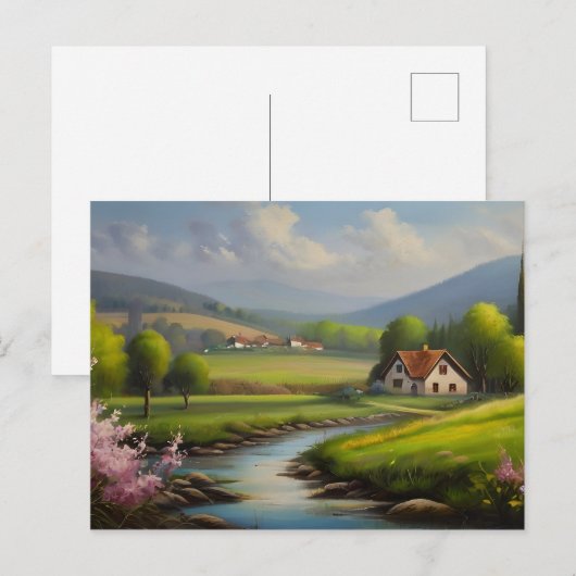 Carte Postale Paysage naturel de printemps (Devant / Derrière)