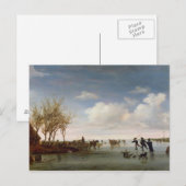 Carte Postale Paysage néerlandais avec Skaters (Devant / Derrière)