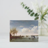 Carte Postale Paysage néerlandais avec Skaters (Debout devant)