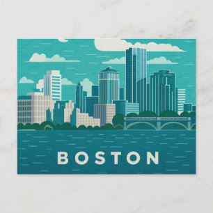 Carte Postale Paysage nocturne de la ville du Massachusetts Vi