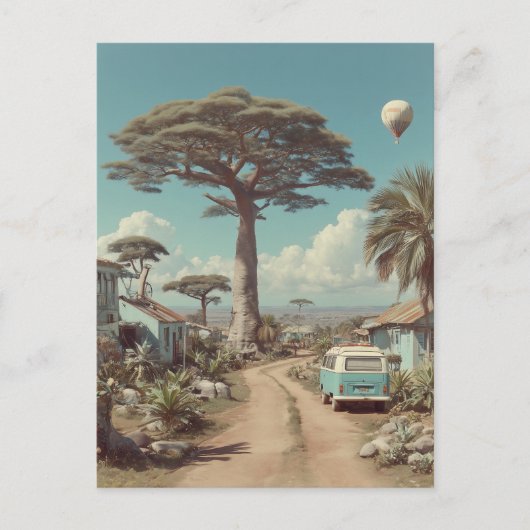 Carte Postale Paysage onirique de baobab avec fourgonnette de ca (Devant)