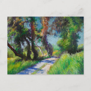 Carte Postale Paysage Pastel d'Oliveraie Ensoleillée