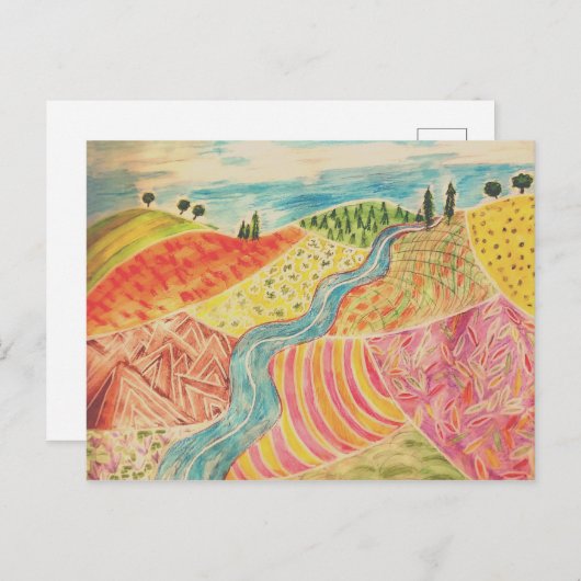 Carte postale Paysage Patchwork (Devant / Derrière)