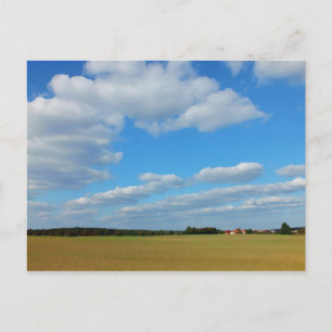 Carte Postale paysage peint avec champ, ciel en été