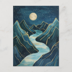 Carte Postale paysage pics dorés sous un ciel nocturne