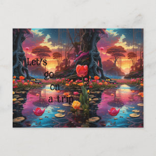 Carte Postale paysage plat joli,