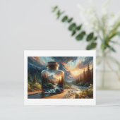 Carte Postale Paysage reflété dans un pot en verre, (Debout devant)