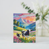 Carte Postale Paysage rural dynamique avec vaches (Debout devant)