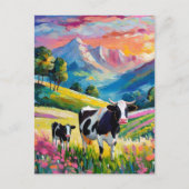 Carte Postale Paysage rural dynamique avec vaches (Devant)