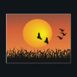 Carte Postale Paysage solaire avec oiseaux volants Canards<br><div class="desc">Paysage solaire jaune avec oiseaux volants Canards Carte postale</div>