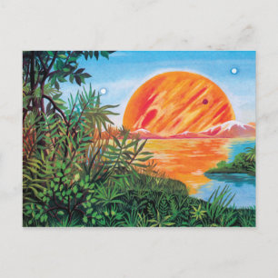 Carte Postale Paysage sur Europa - Peinture de science-fiction d