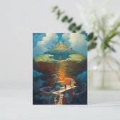 Carte Postale Paysage surréaliste Château Imaginaire Art (Debout devant)