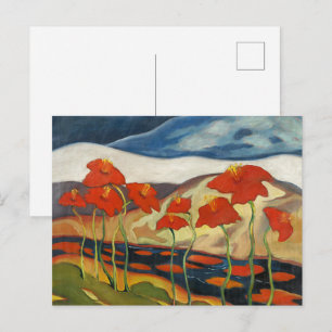 Carte Postale Paysage surréaliste moderniste aux coquelicots rou