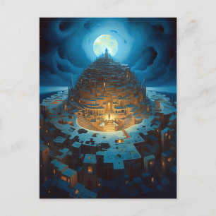 Carte Postale Paysage surréaliste Ville Maze Imaginaire Art