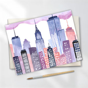 Carte Postale Paysage urbain à l'aquarelle