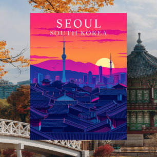 Carte Postale Paysage urbain audacieux de Séoul Corée du Sud au