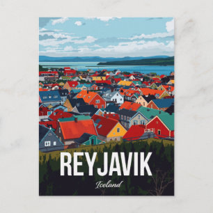 Carte Postale Paysage urbain coloré de Reykjavik Islande