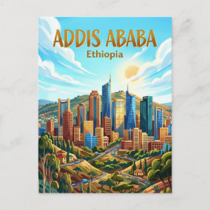 Carte Postale Paysage urbain d'Addis-Abeba Éthiopie