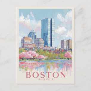 Carte Postale Paysage urbain de Boston vintage