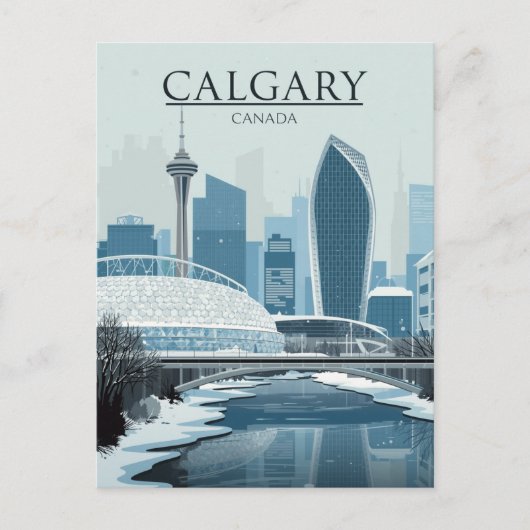 Carte Postale Paysage urbain de Calgary Canada Hiver Neige (Devant)