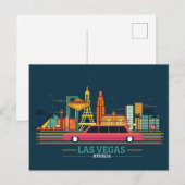 Carte Postale Paysage urbain de la ville à l'horizon | Las Vegas (Devant / Derrière)