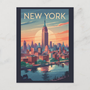 Carte Postale Paysage urbain de New York City Art de voyage vint