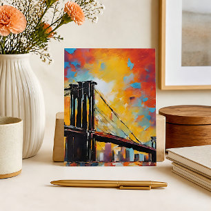 Carte Postale Paysage urbain de NYC Brooklyn Bridge au coucher d