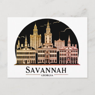 Carte Postale Paysage urbain de Savannah Géorgie
