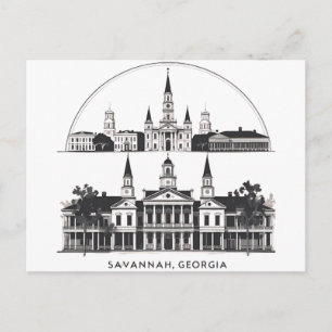 Carte Postale Paysage urbain de Savannah Géorgie