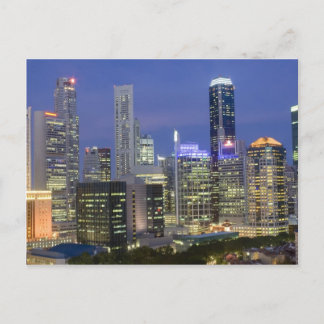 Carte Postale Paysage urbain de Singapour au crépuscule