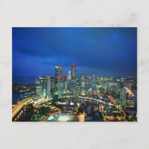 Carte Postale Paysage urbain de Singapour la nuit, Singapour