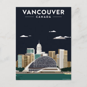 Carte Postale Paysage urbain de Vancouver, élégance nocturne