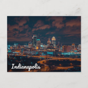 Carte Postale Paysage urbain d'Indianapolis de nuit