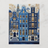 Carte Postale Paysage urbain doré bleu de Delft (Devant)