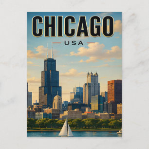 Carte Postale Paysage urbain du centre-ville de Chicago Illinois