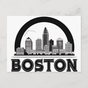 Carte Postale Paysage urbain minimaliste moderne de Boston
