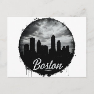 Carte Postale Paysage urbain minimaliste moderne de Boston