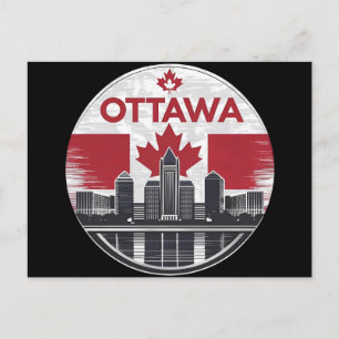 Carte Postale Paysage urbain rétro de la skyline d'Ottawa Canada