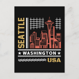 Carte Postale Paysage urbain rétro de Seattle, Washington