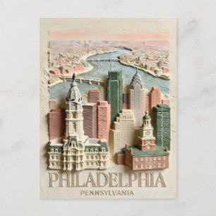 Carte Postale Paysage urbain texturé moderne de Philadelphie