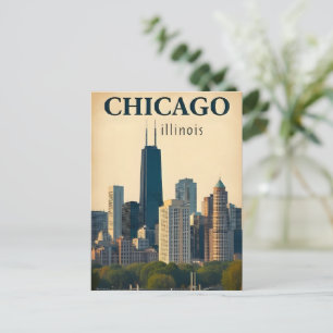 Carte Postale Paysage urbain vintage de la ville de Chicago Illi