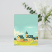 Carte Postale Paysage vert nature et maisons (Debout devant)