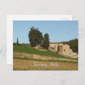 Carte Postale Paysage vinicole rustique dans les tons orToscane (Devant / Derrière)