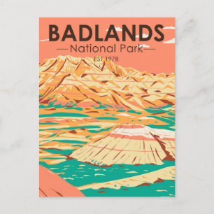 Carte Postale Paysage vintage du parc national de Badlands