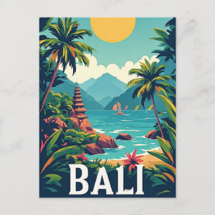 Carte Postale Paysage vintage du temple de Bali Vacances tropica