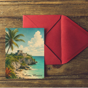 Carte Postale Paysage vintage Tulum Mexique Voyage