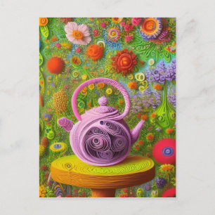 Carte Postale Paysage Whimsical Quill Teapot
